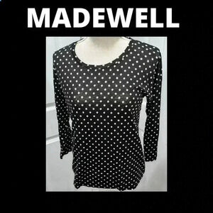 Madewell Polka Dot Shirt lightweight, long sleeve black and white